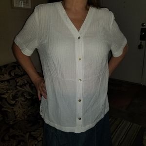 Orvis XL White Button Up Blouse